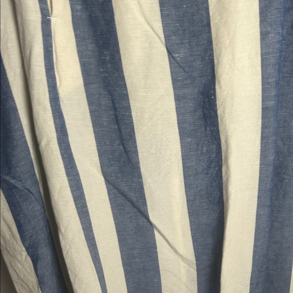Striped Blue and Cream Wide-Leg Pants - Picture 6 of 14